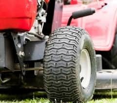 Red lawn tractor