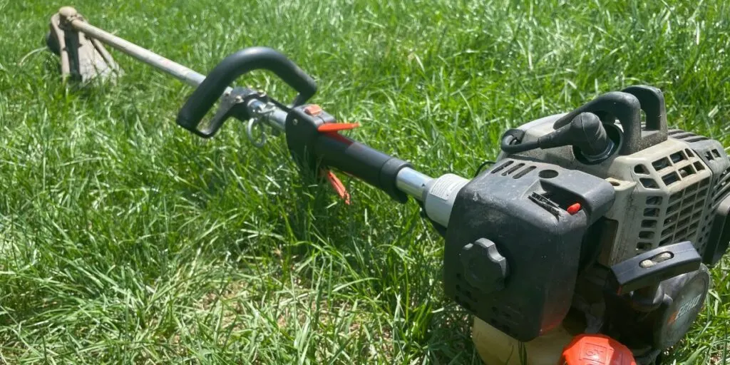 String trimmer on the ground