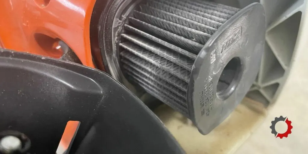 Dirty air filter on a STIHL leaf blower