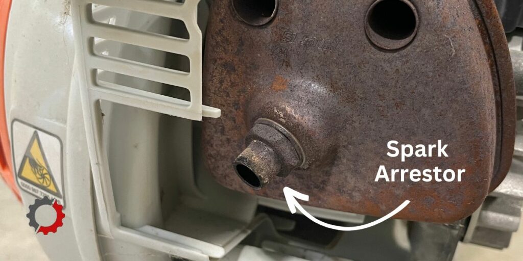 STIHL leaf blower spark arrestor is found on the muffler