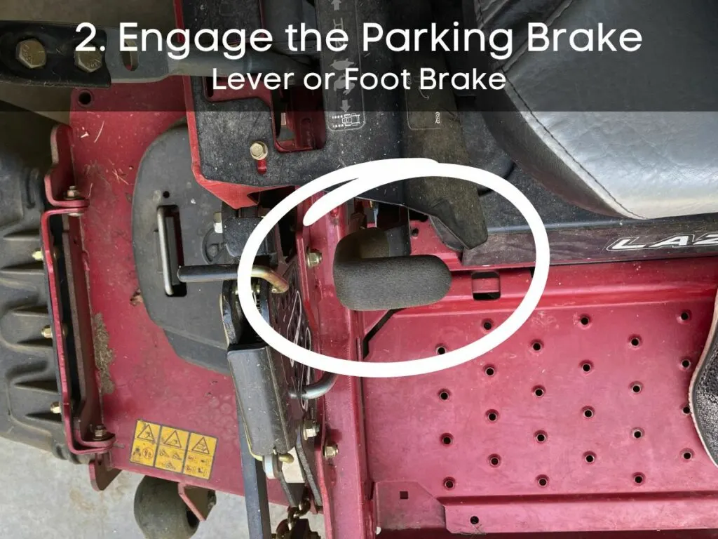 Zero turn parking brake lever